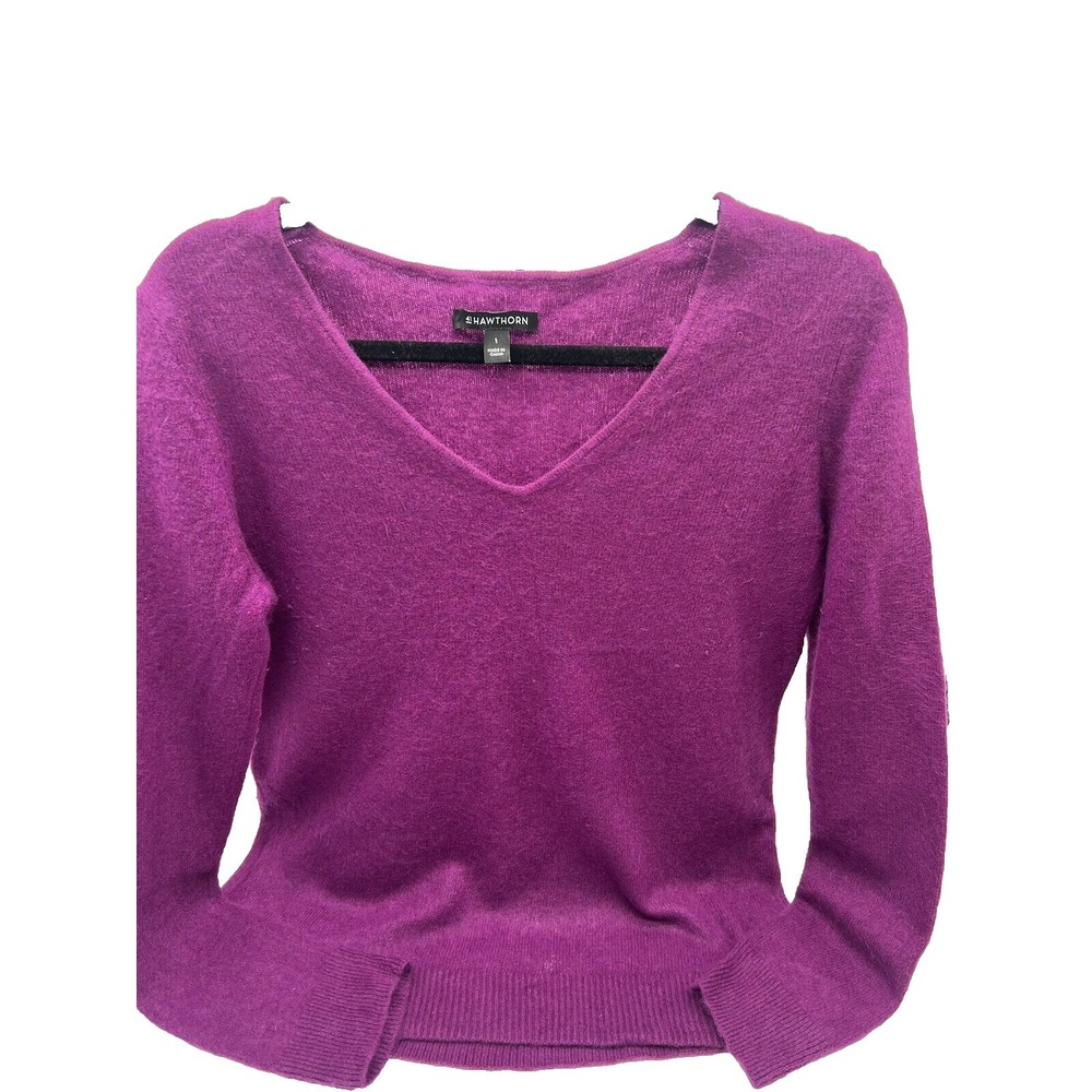 41 Hawthorn Cashmere Sweater Womens Large Purple V-Neck Long Sleeve Warm Comfy